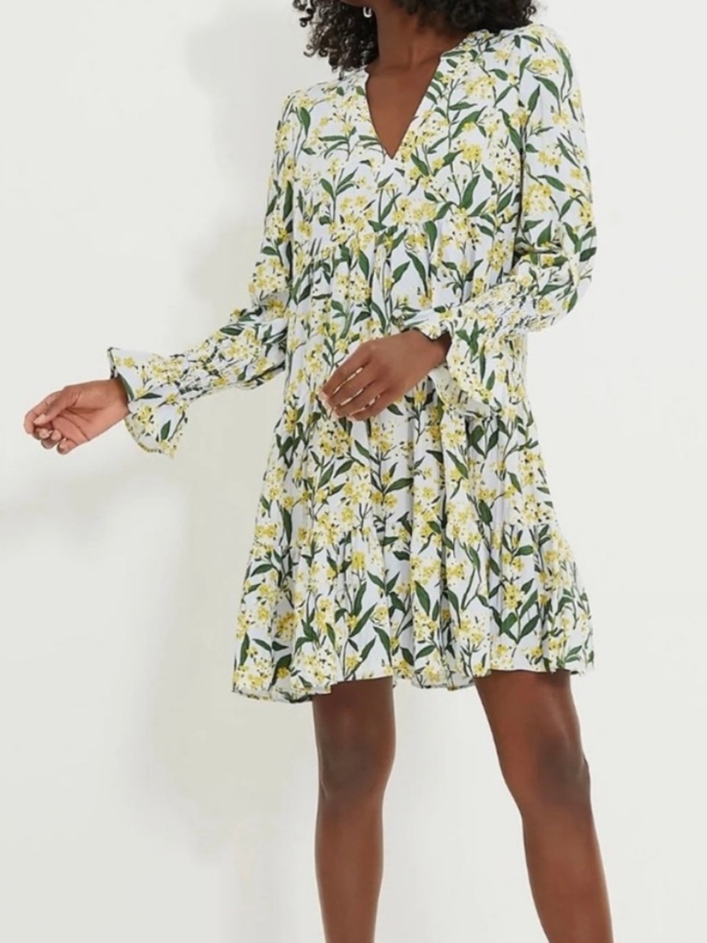 Pomander Place Palmetto Garden Mini Dress Blue Yellow Floral